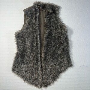 Vintage Y2K Cabi Faux Fur Top Vest S Brown Sleeveless 90s Mob Wife